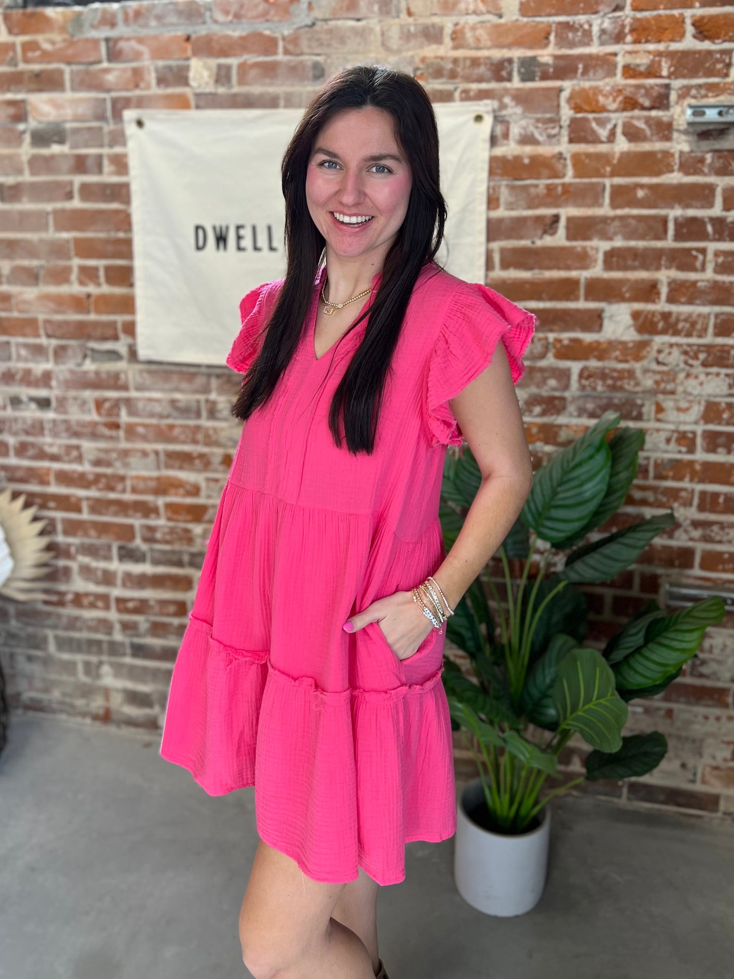 Laura Linen Dress - Pink