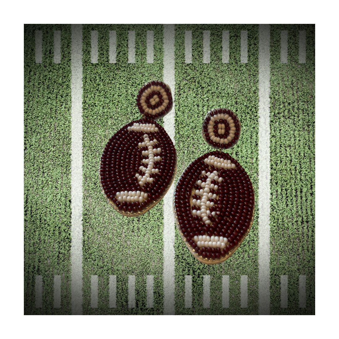 Seed Bead Football Earrings