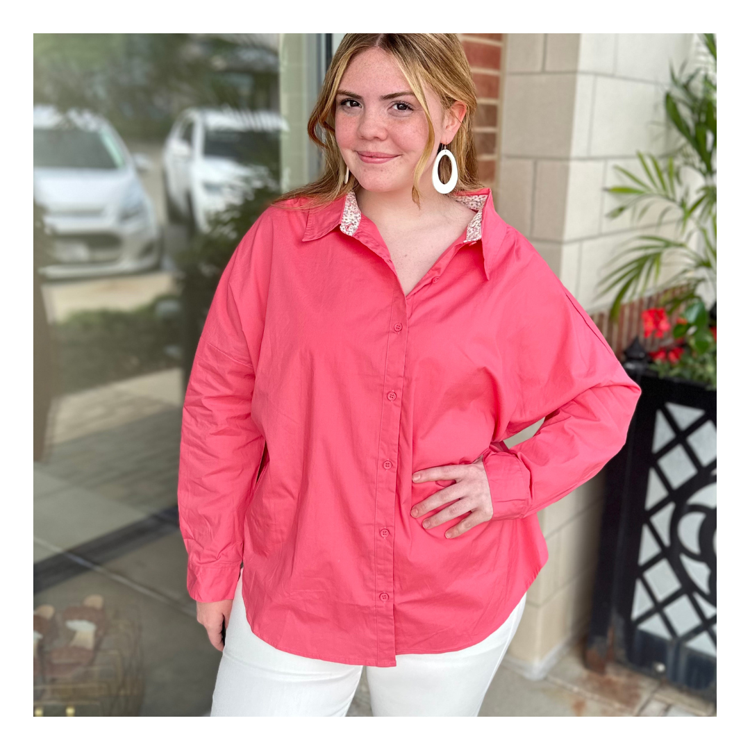 Polly Poplin Top - Coral