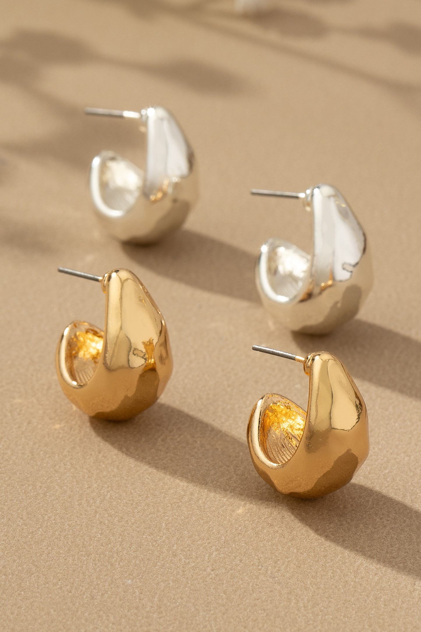 Hammered Teardrop Studs