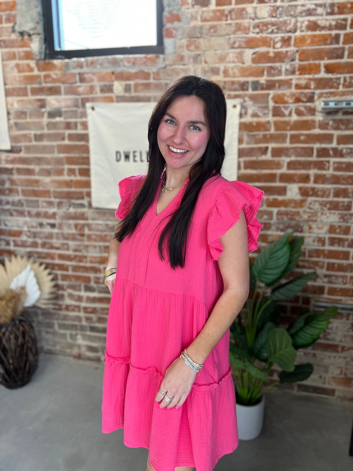 Laura Linen Dress - Pink