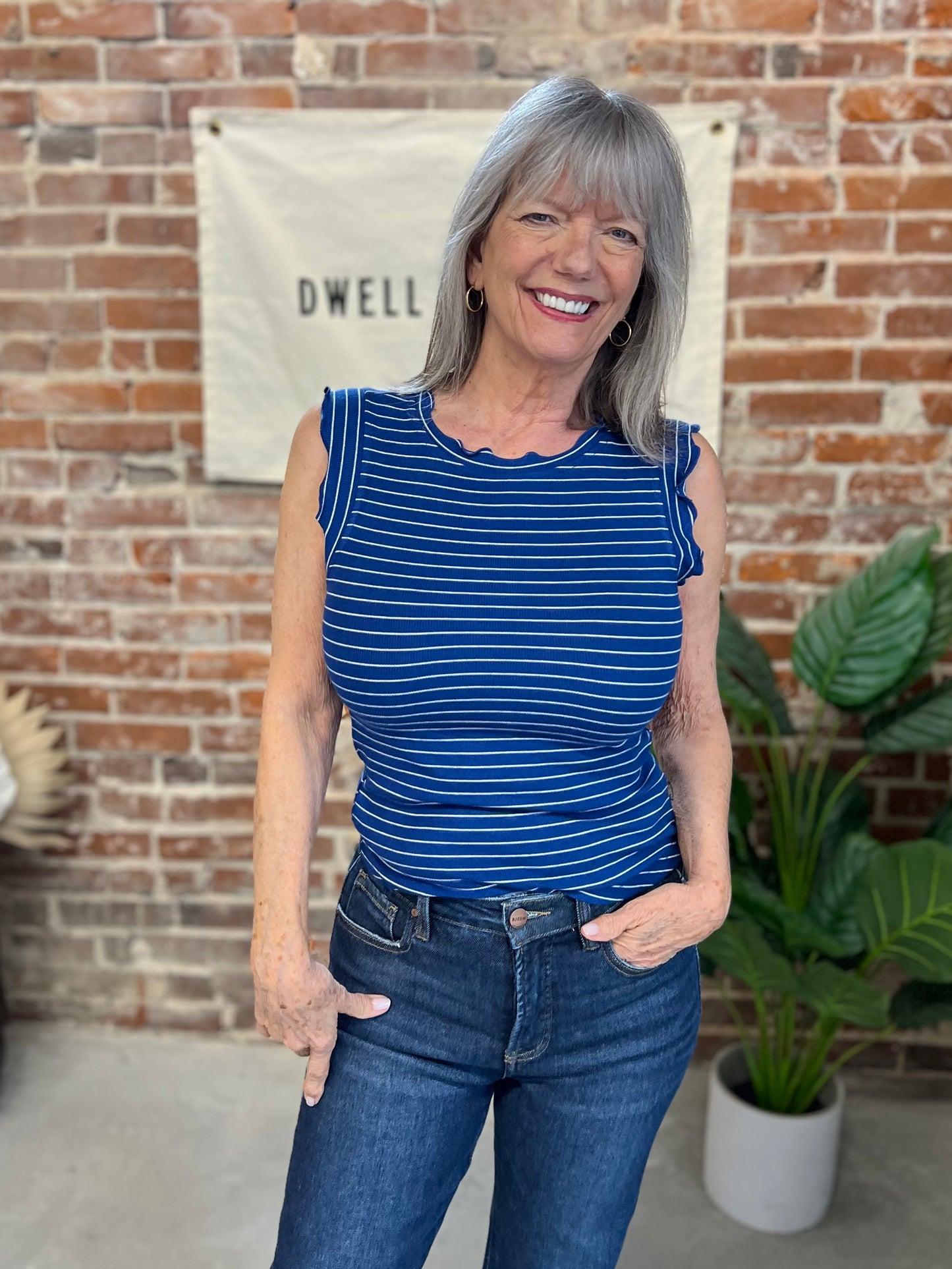 Eleanor Striped Tank - Navy