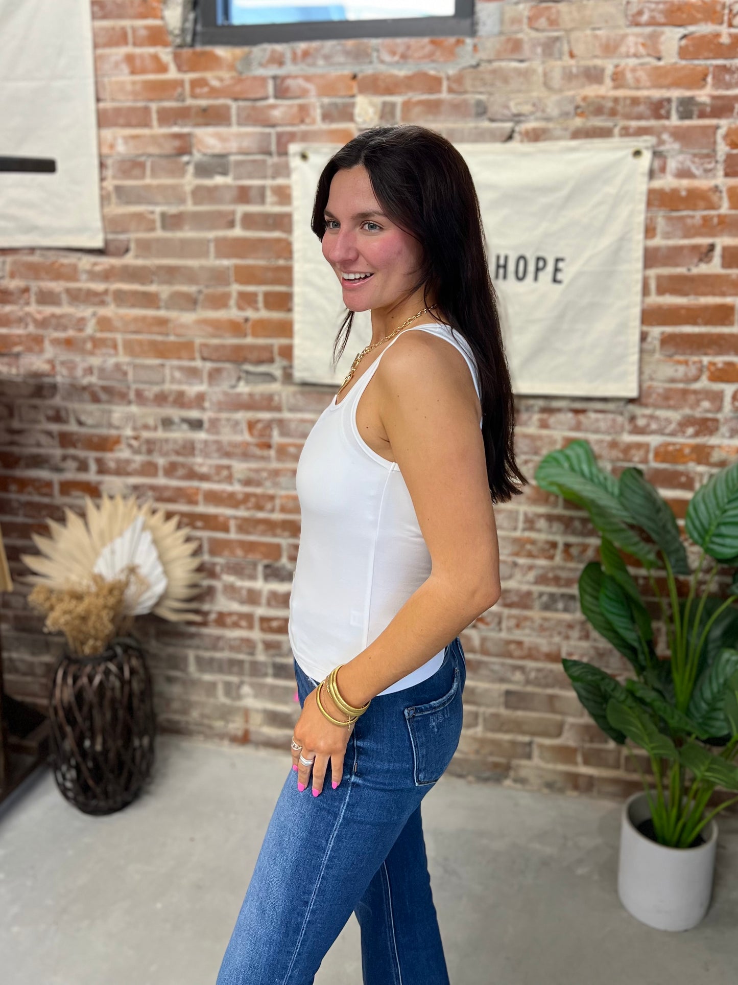Vivi Square Neck Tank - White