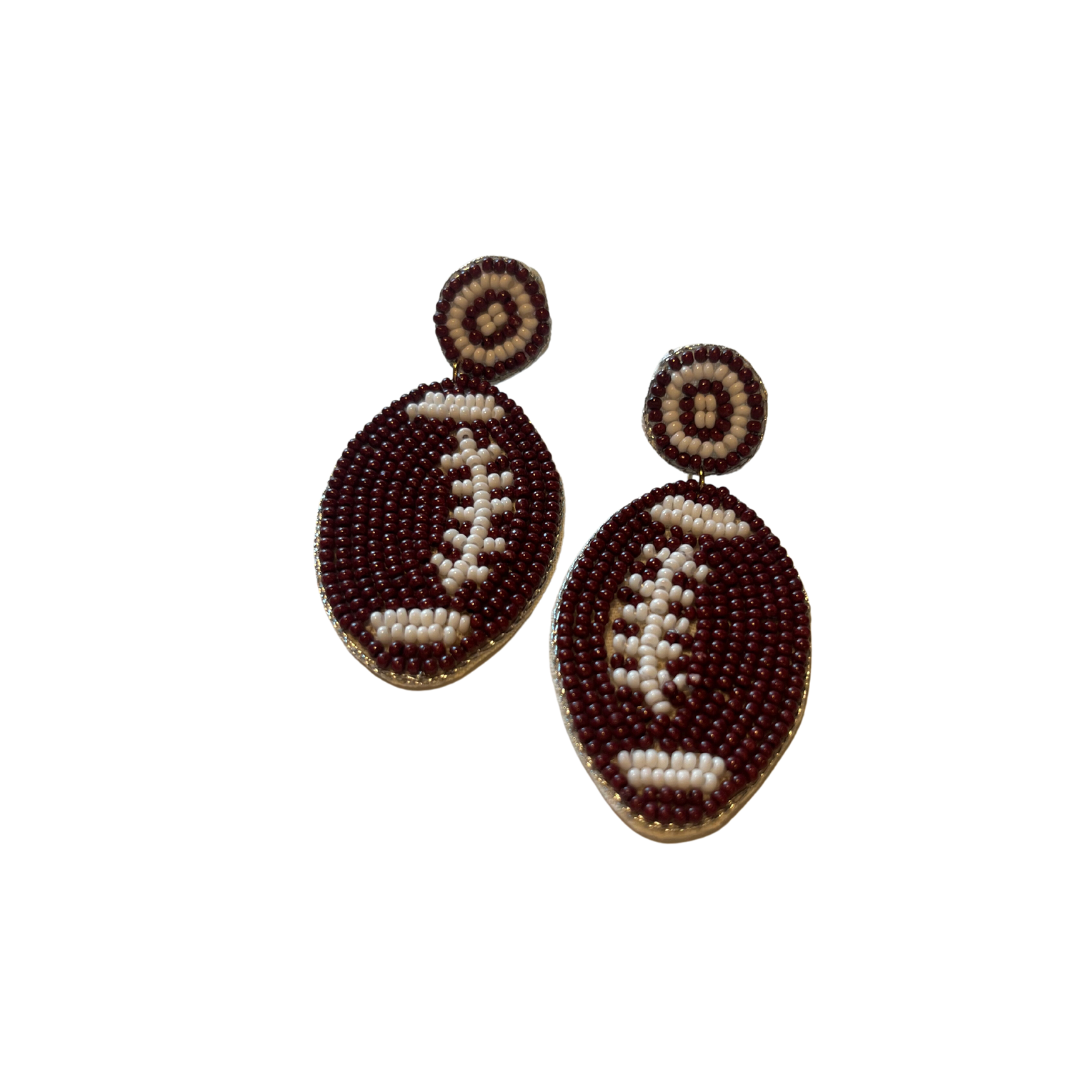 Seed Bead Football Earrings