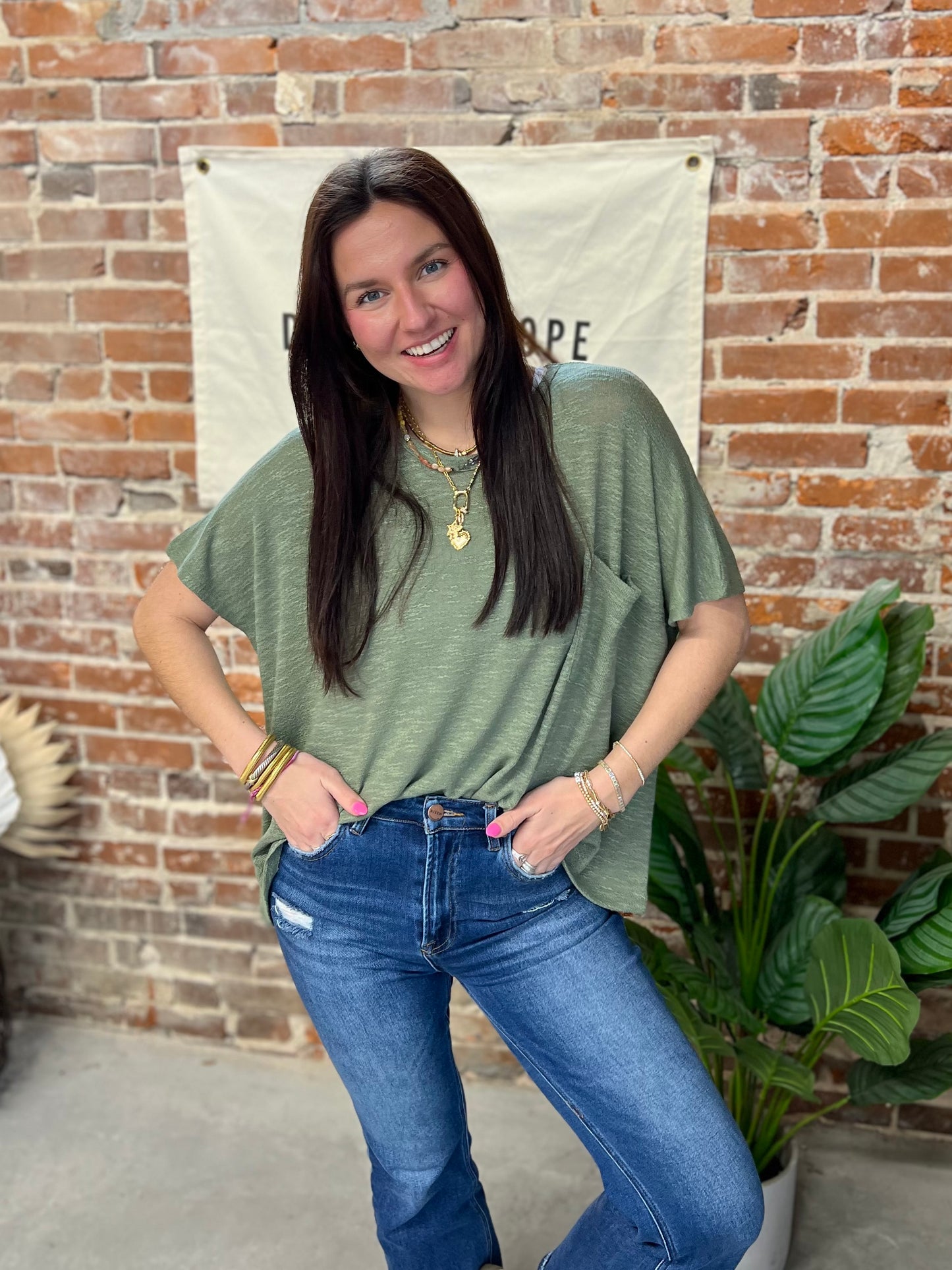 Emily Slouchy Tee - Olive