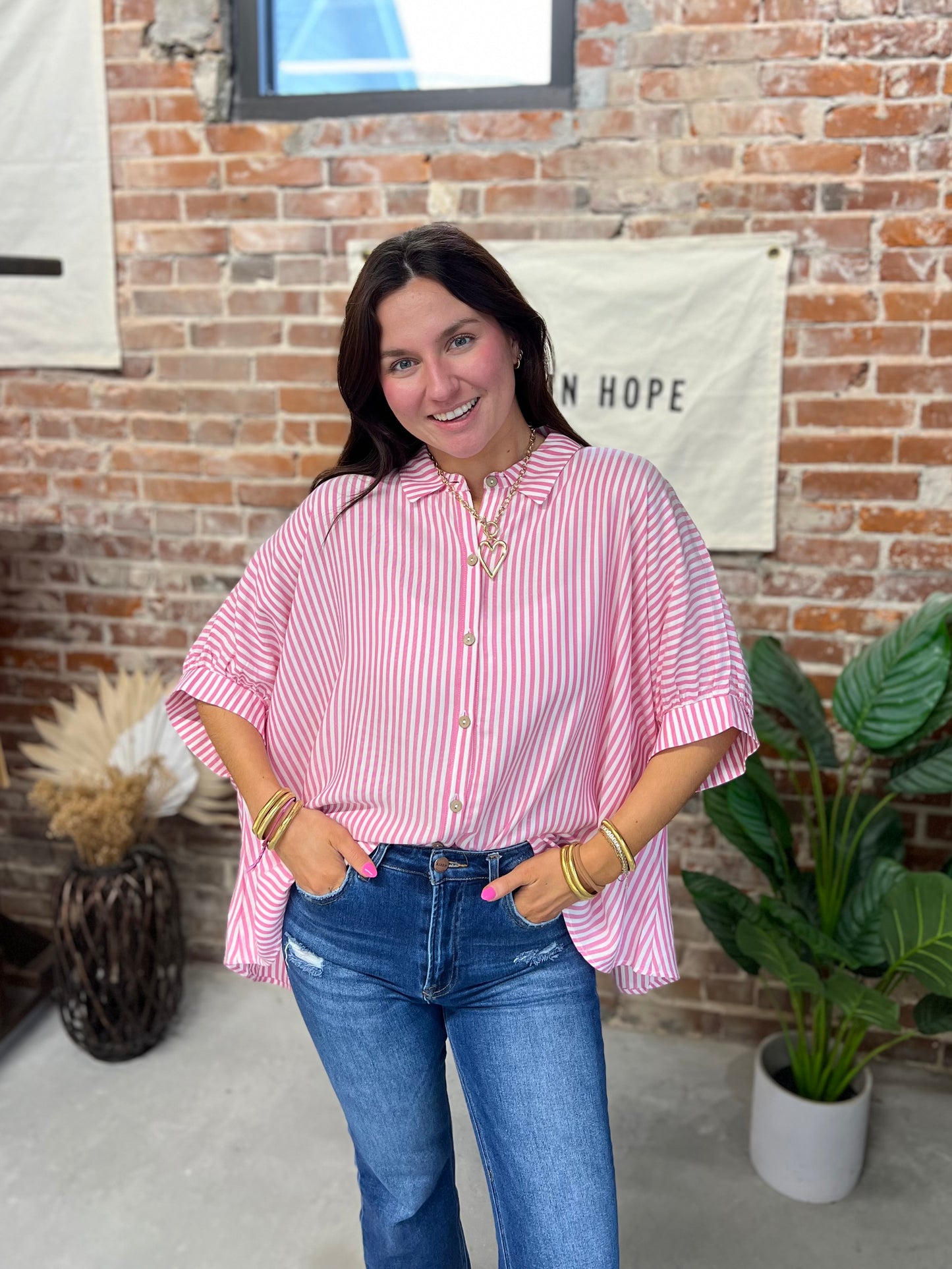 Lumi Button Up Blouse - Pink