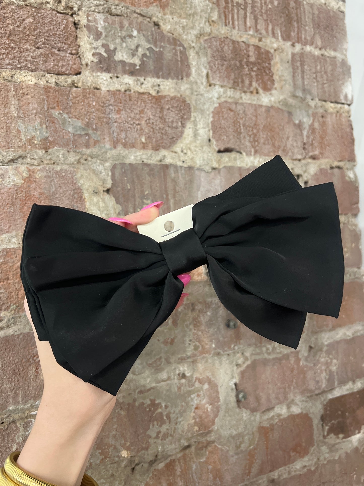 Satin Black Bow Hair Clip