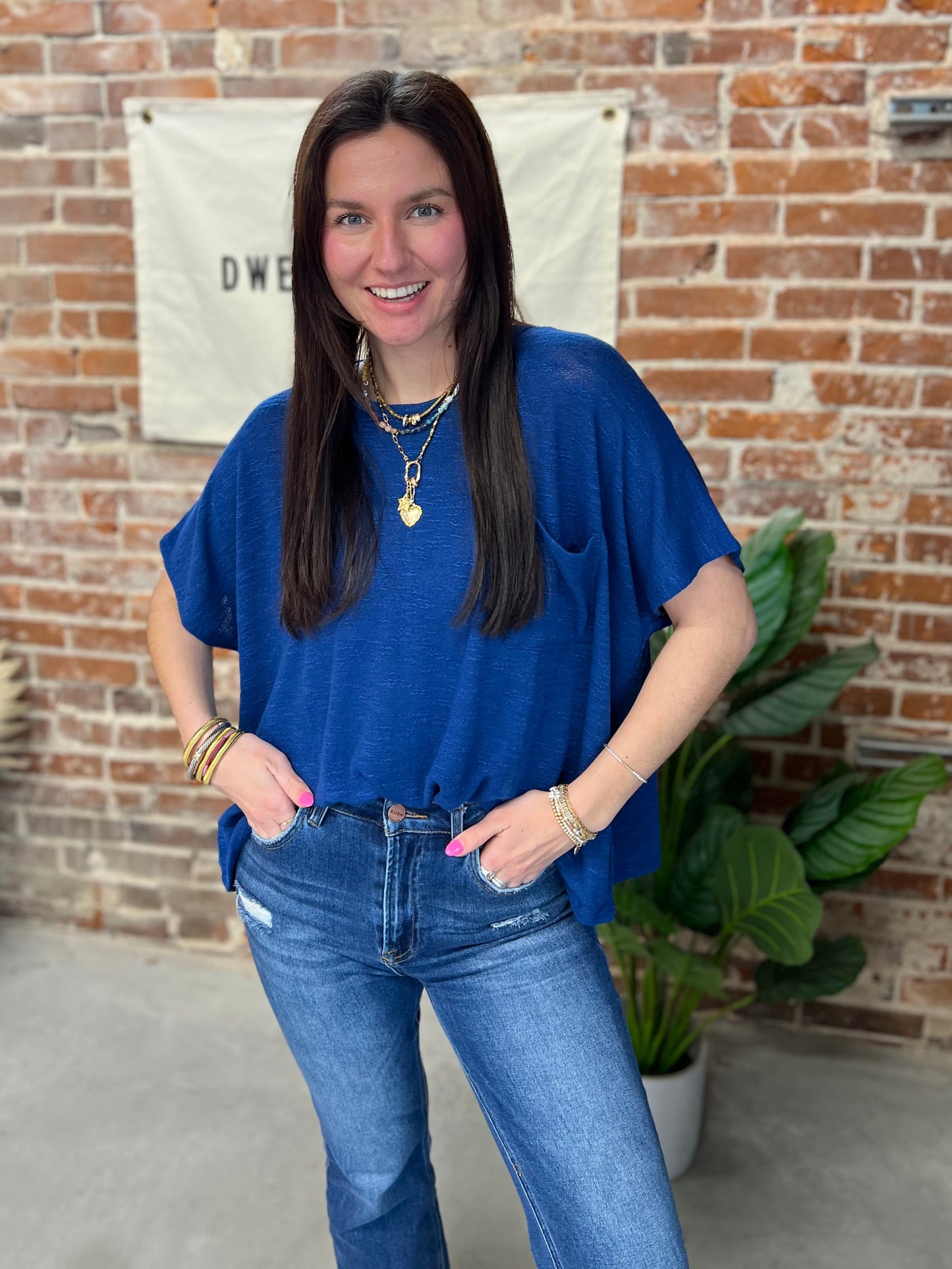 Emily Slouchy Tee - Navy