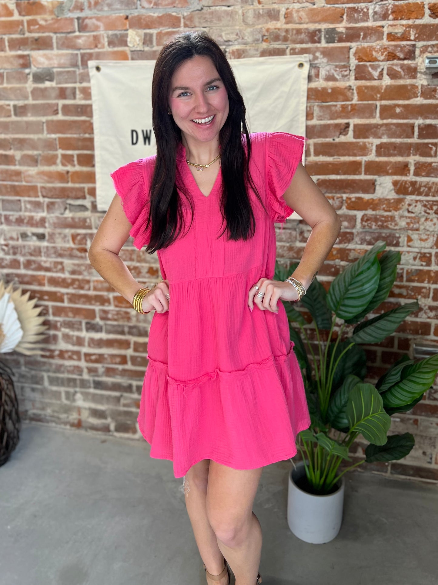 Laura Linen Dress - Pink