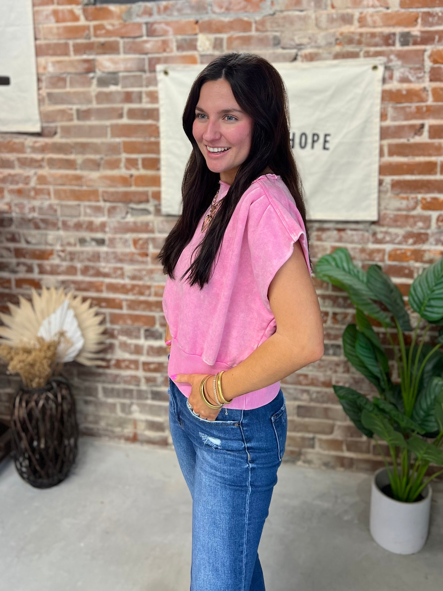 Donna Boat Neck Top - Pink