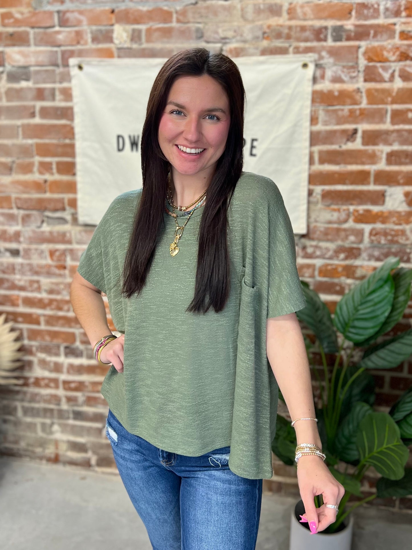 Emily Slouchy Tee - Olive