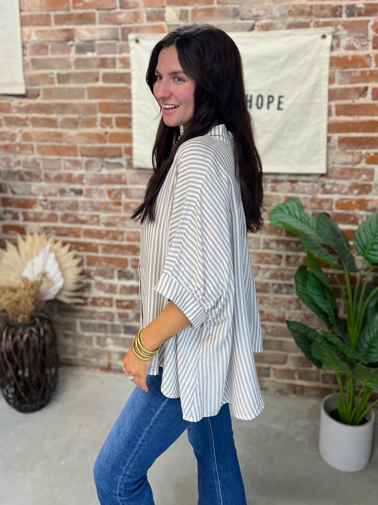 Lumi Button Up Blouse - Taupe