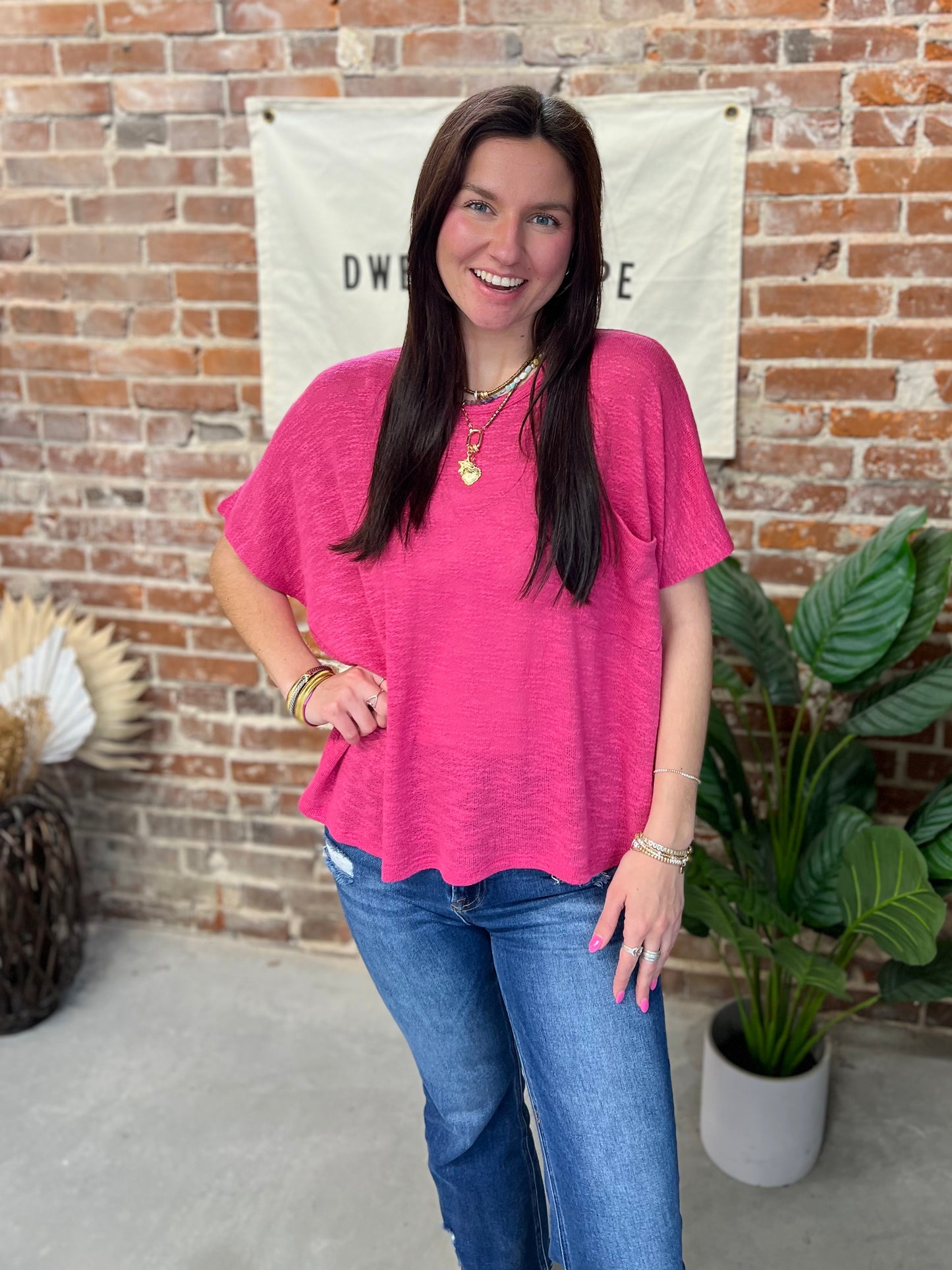 Emily Slouchy Tee - Hot Pink