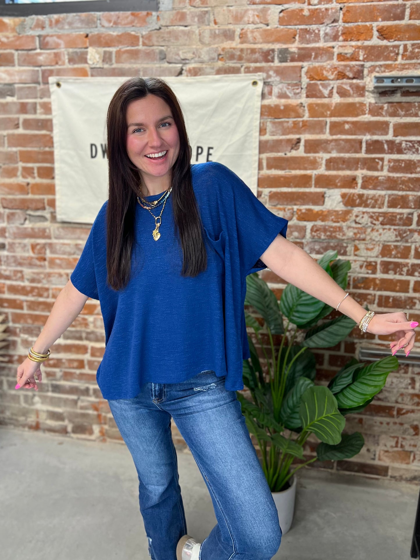 Emily Slouchy Tee - Navy
