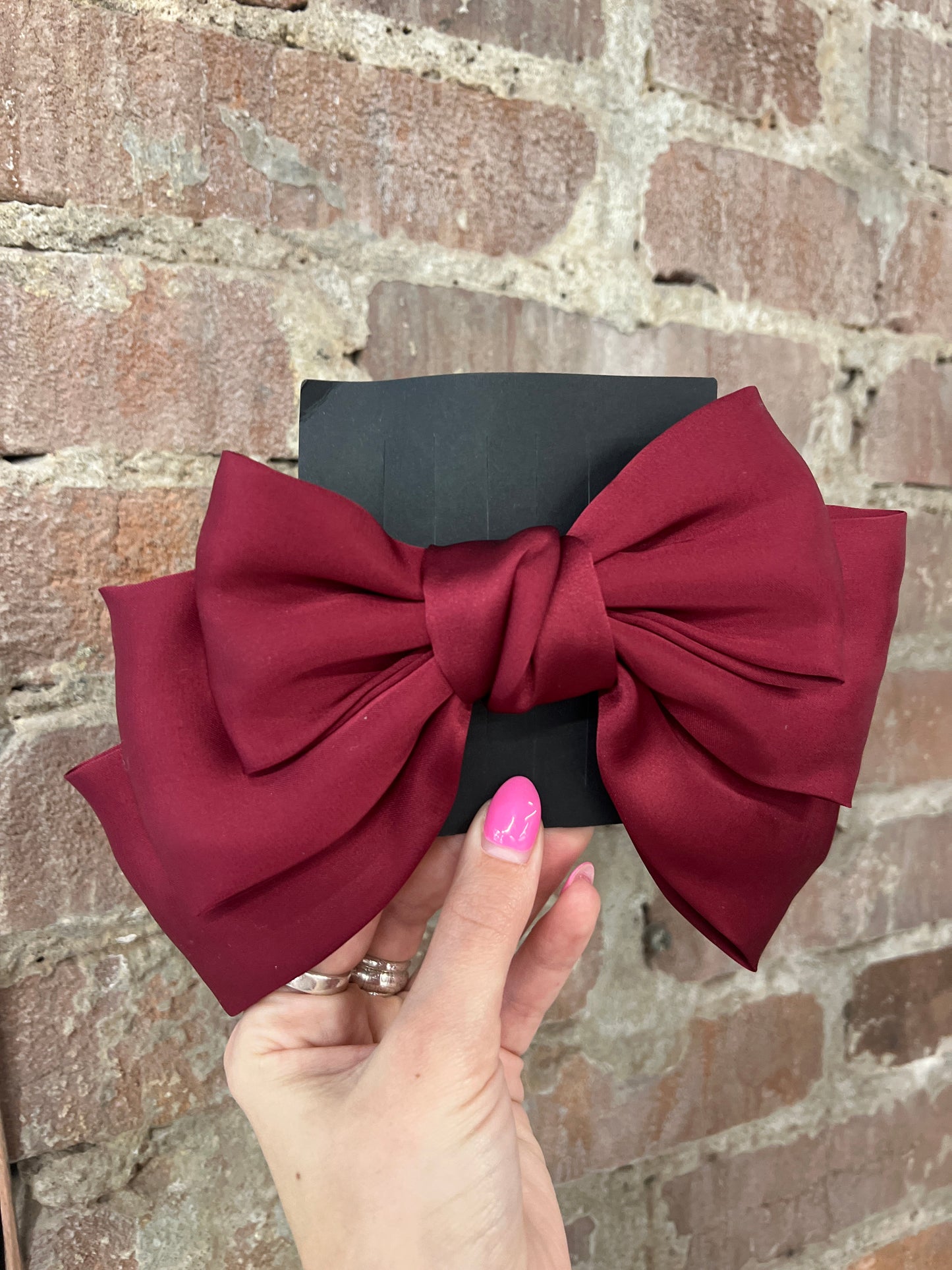 Satin Burgundy Bow Hair Clip
