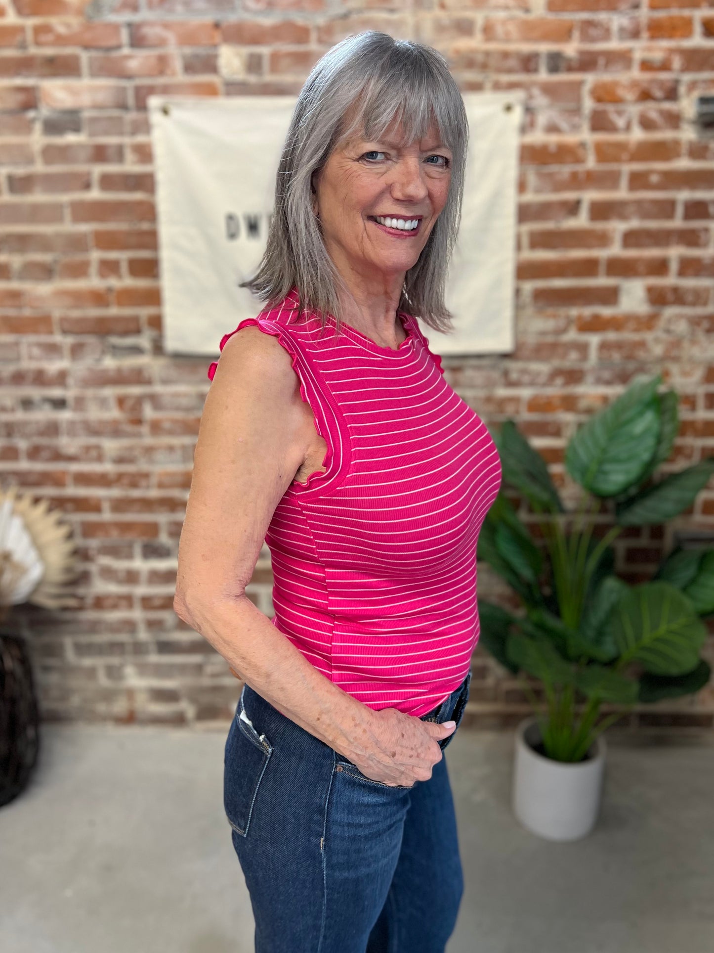 Eleanor Striped Tank - Pink