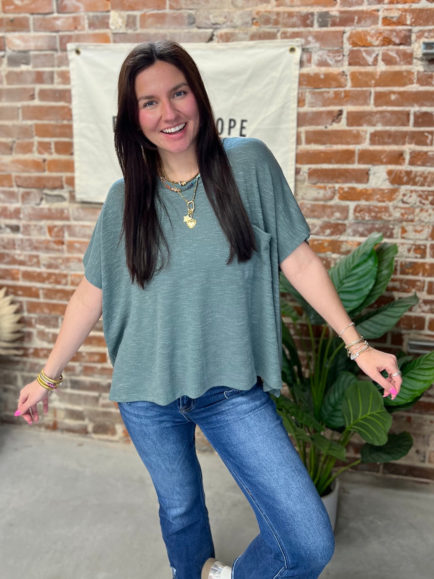 Emily Slouchy Tee - Ash Jade