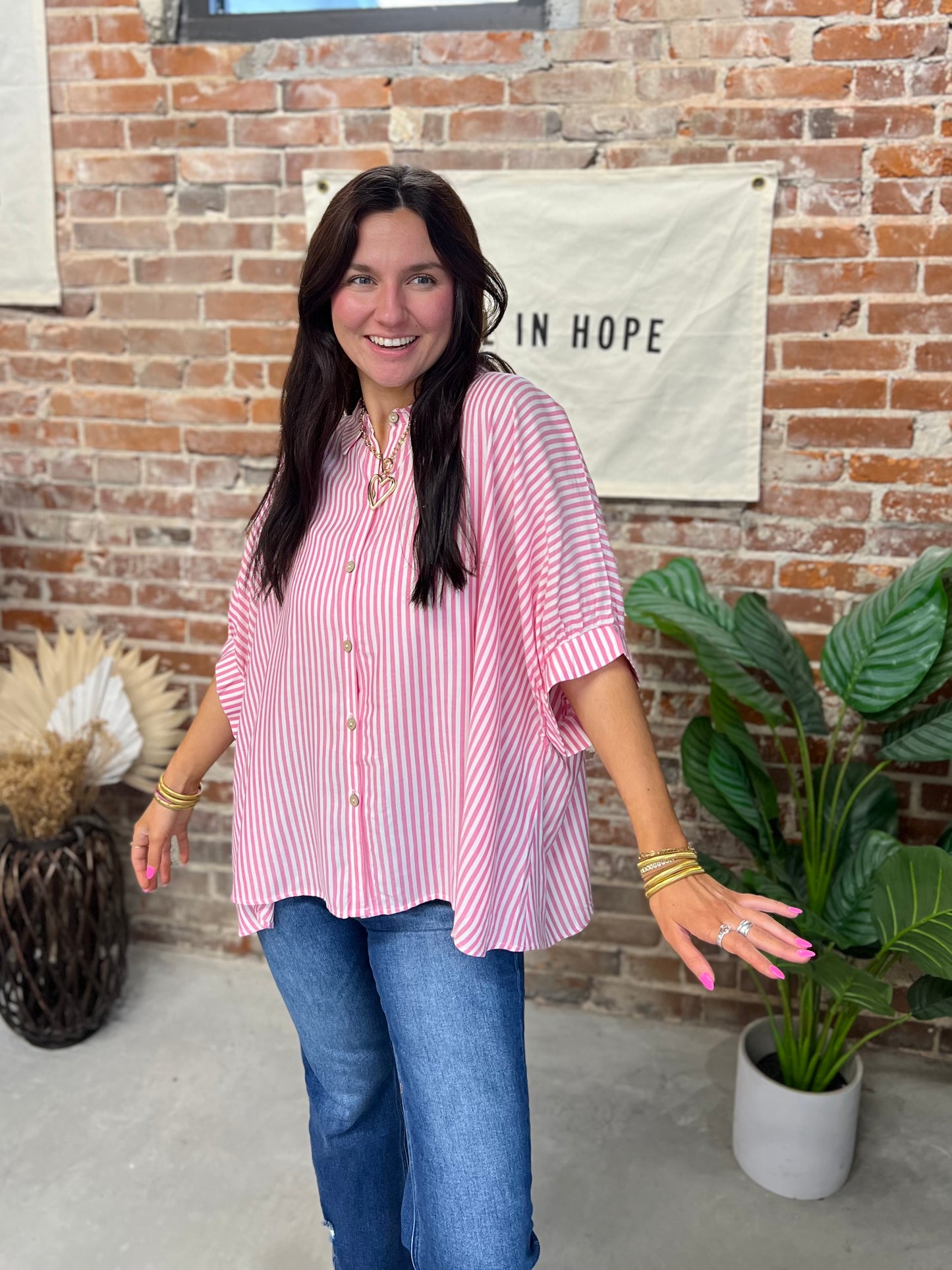 Lumi Button Up Blouse - Pink