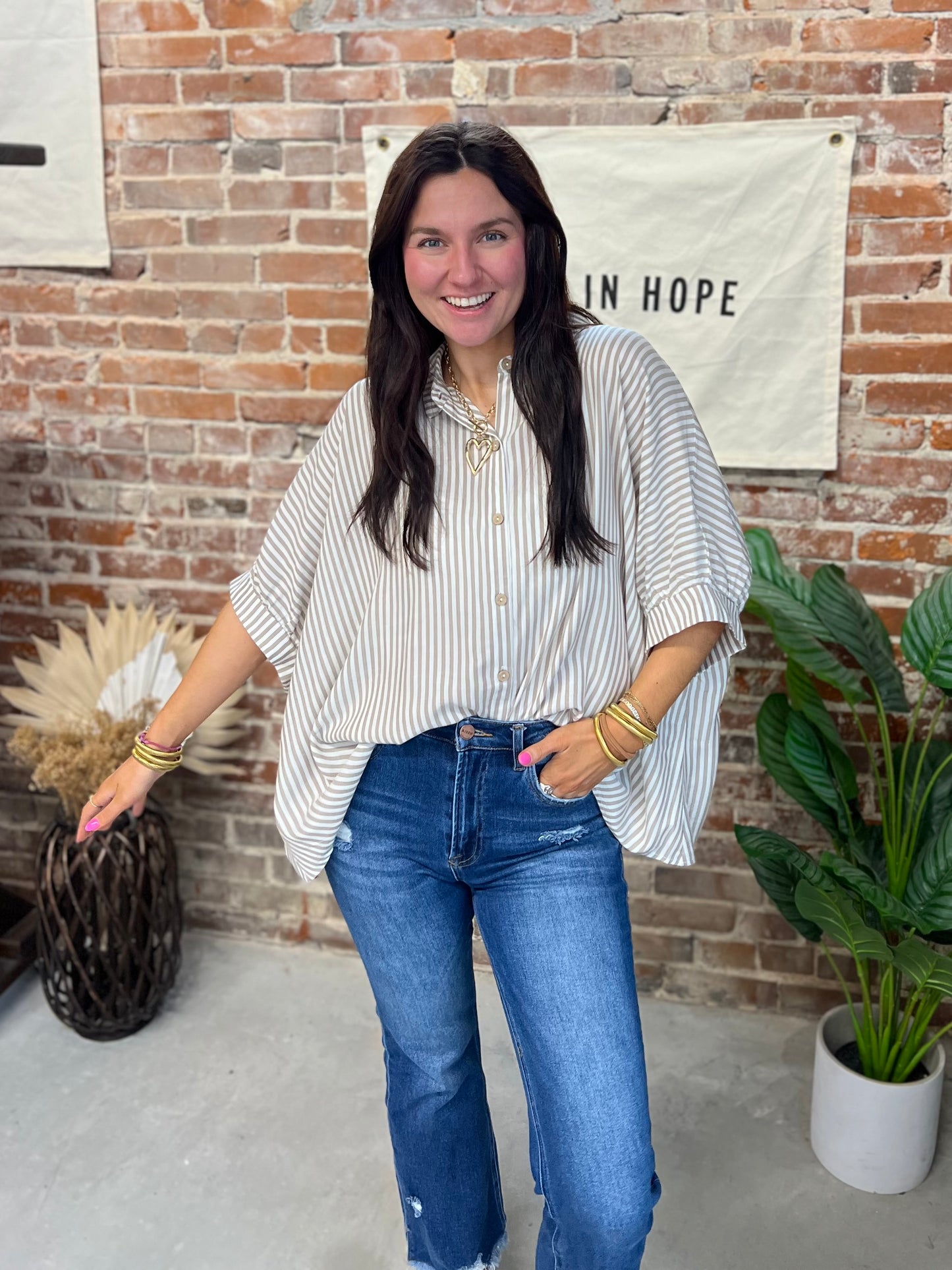 Lumi Button Up Blouse - Taupe