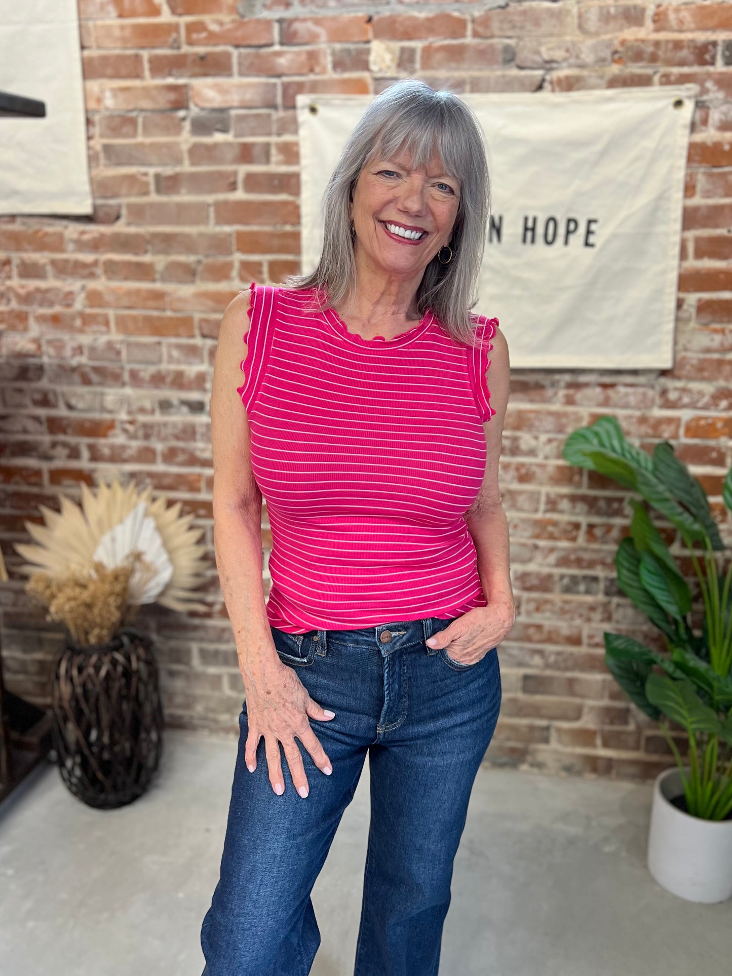 Eleanor Striped Tank - Pink