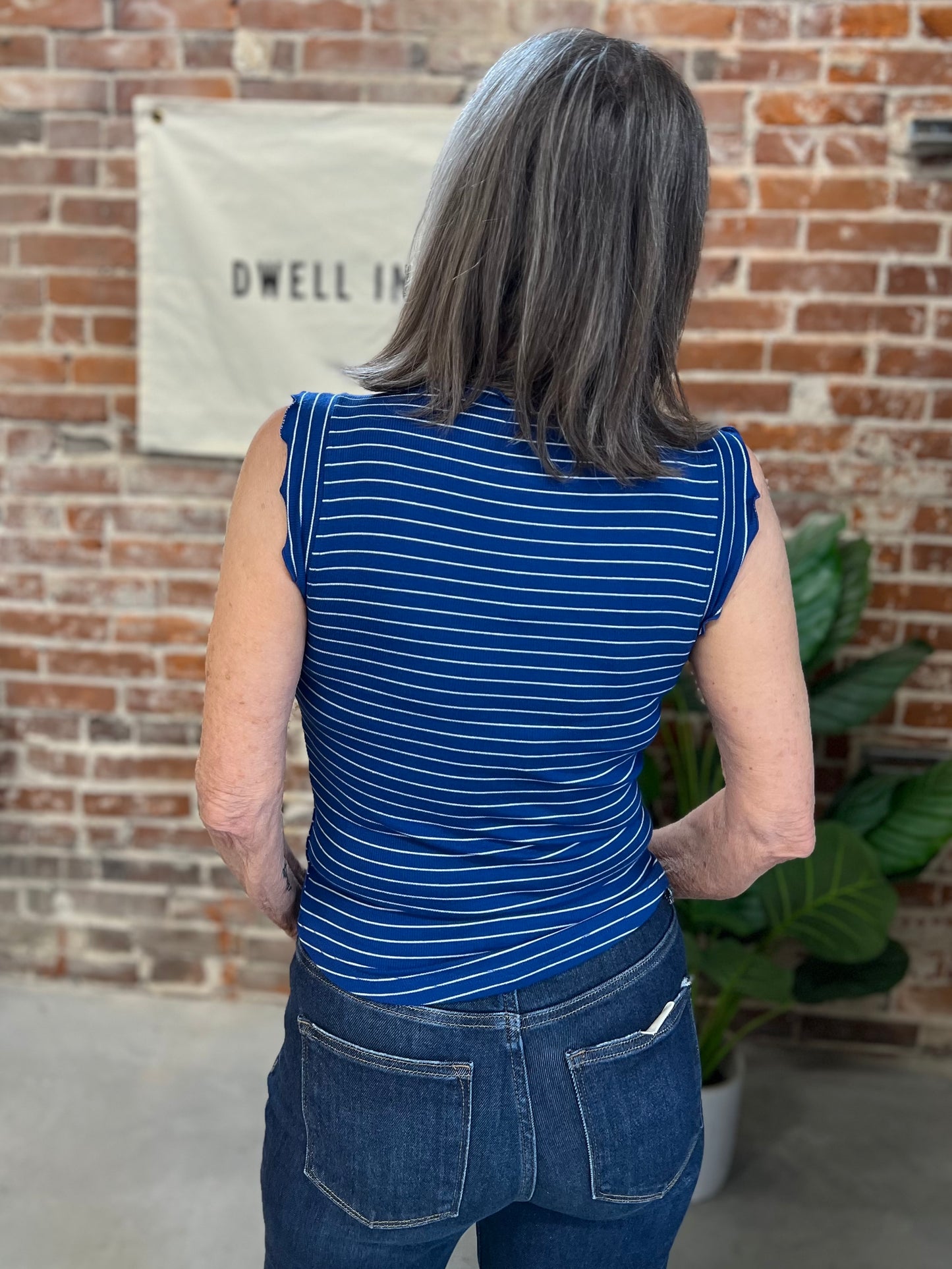 Eleanor Striped Tank - Navy
