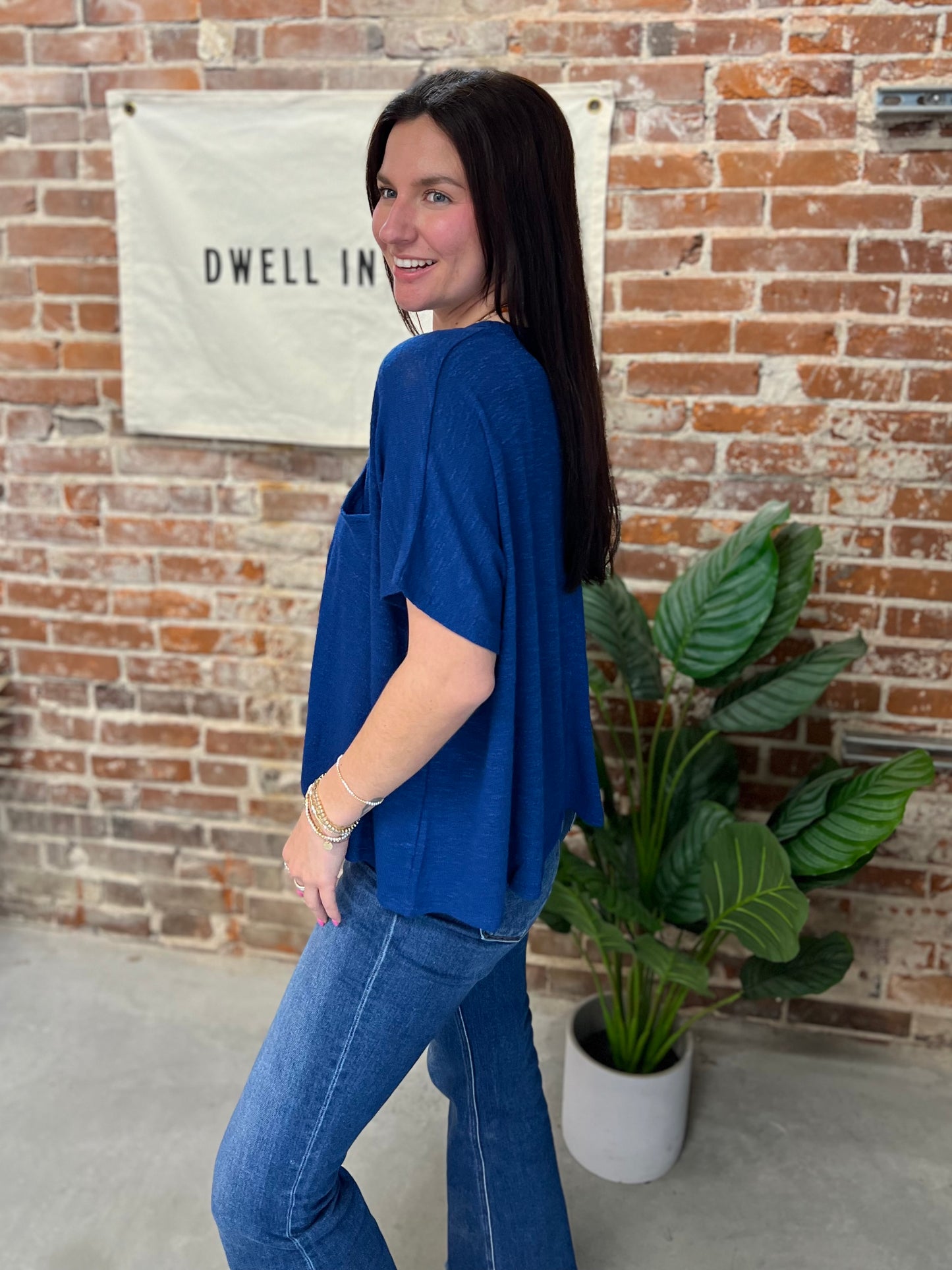 Emily Slouchy Tee - Navy