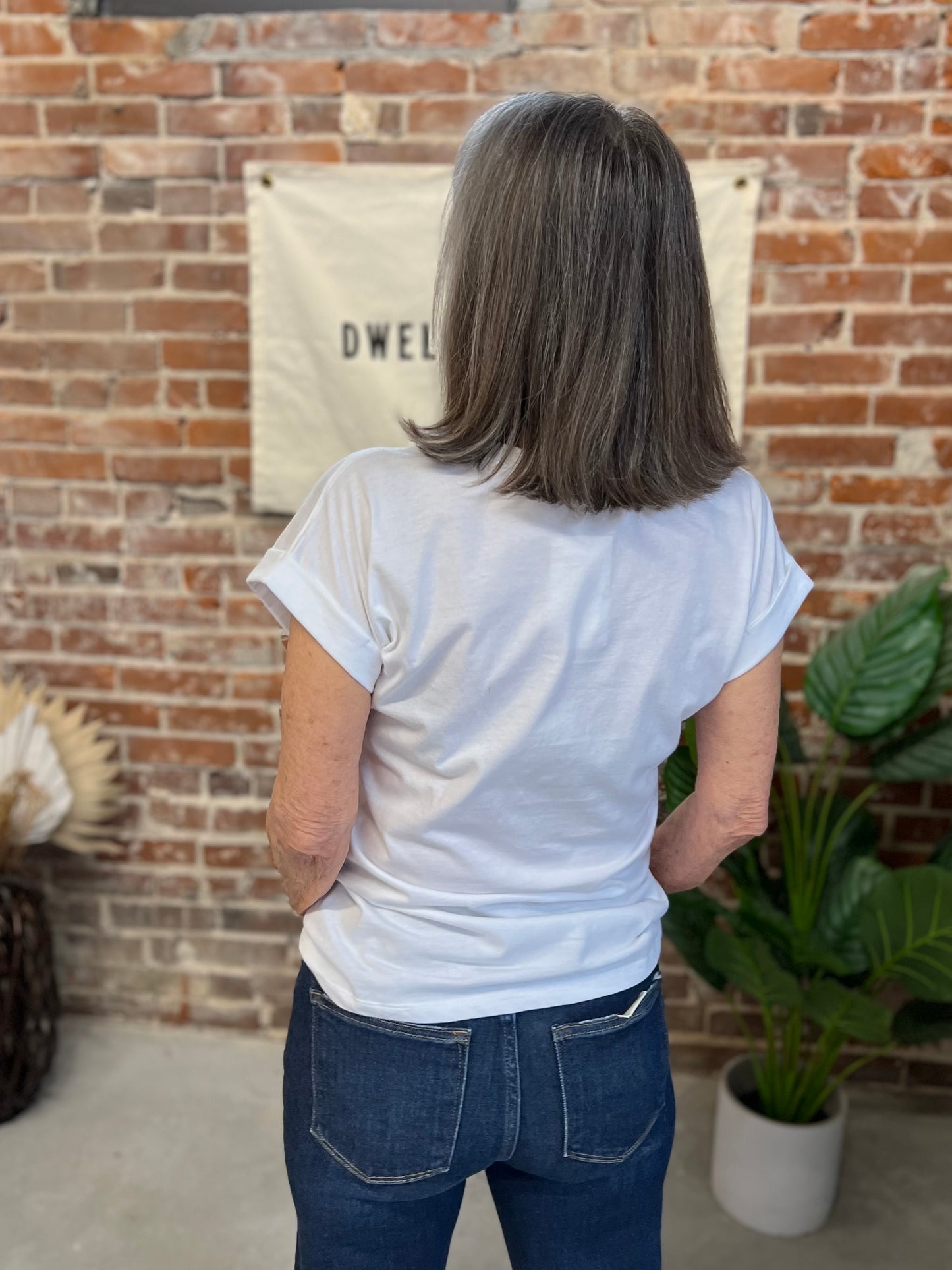 Charlotte Folded Sleeve Tee - White