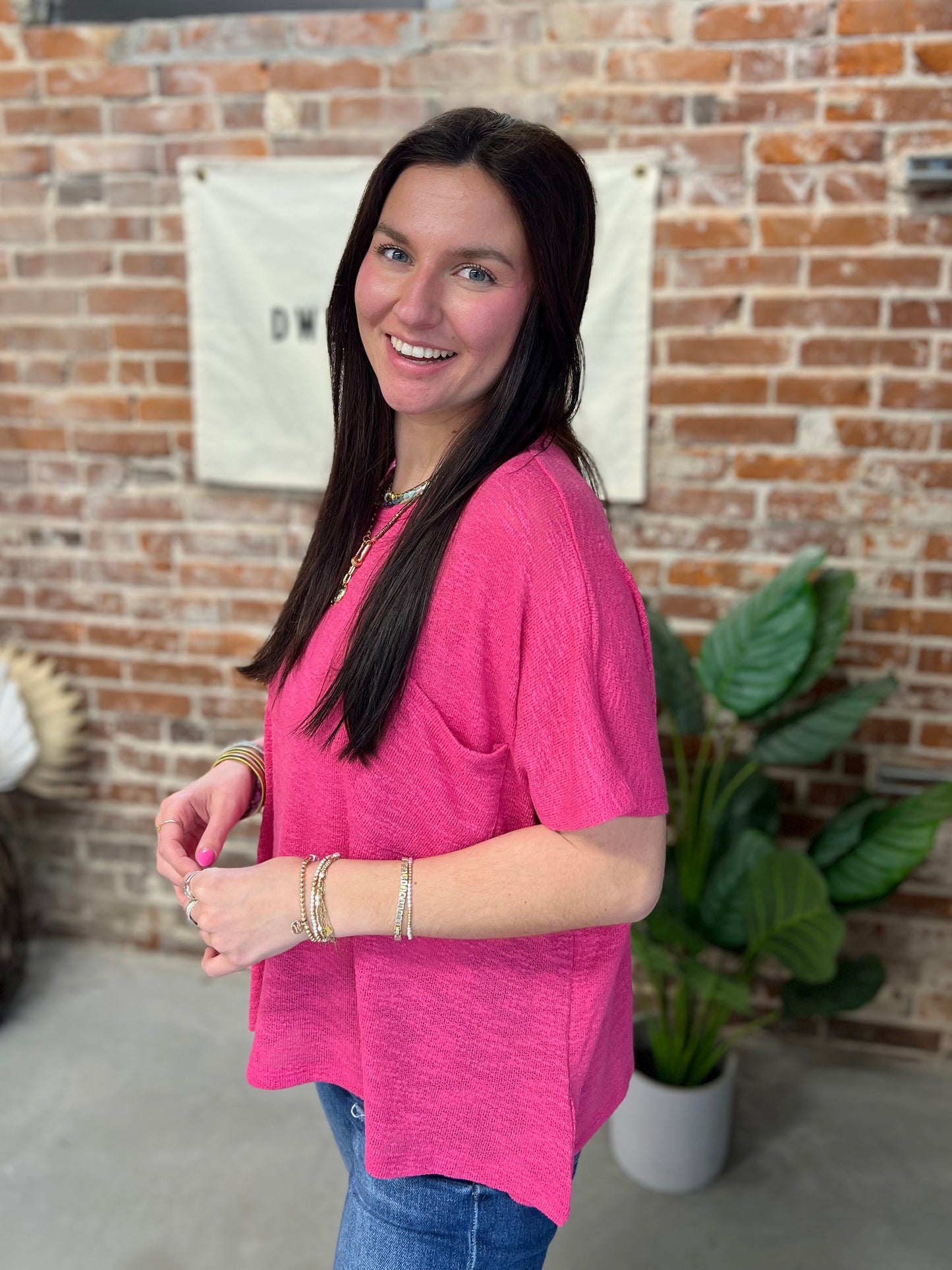 Emily Slouchy Tee - Hot Pink