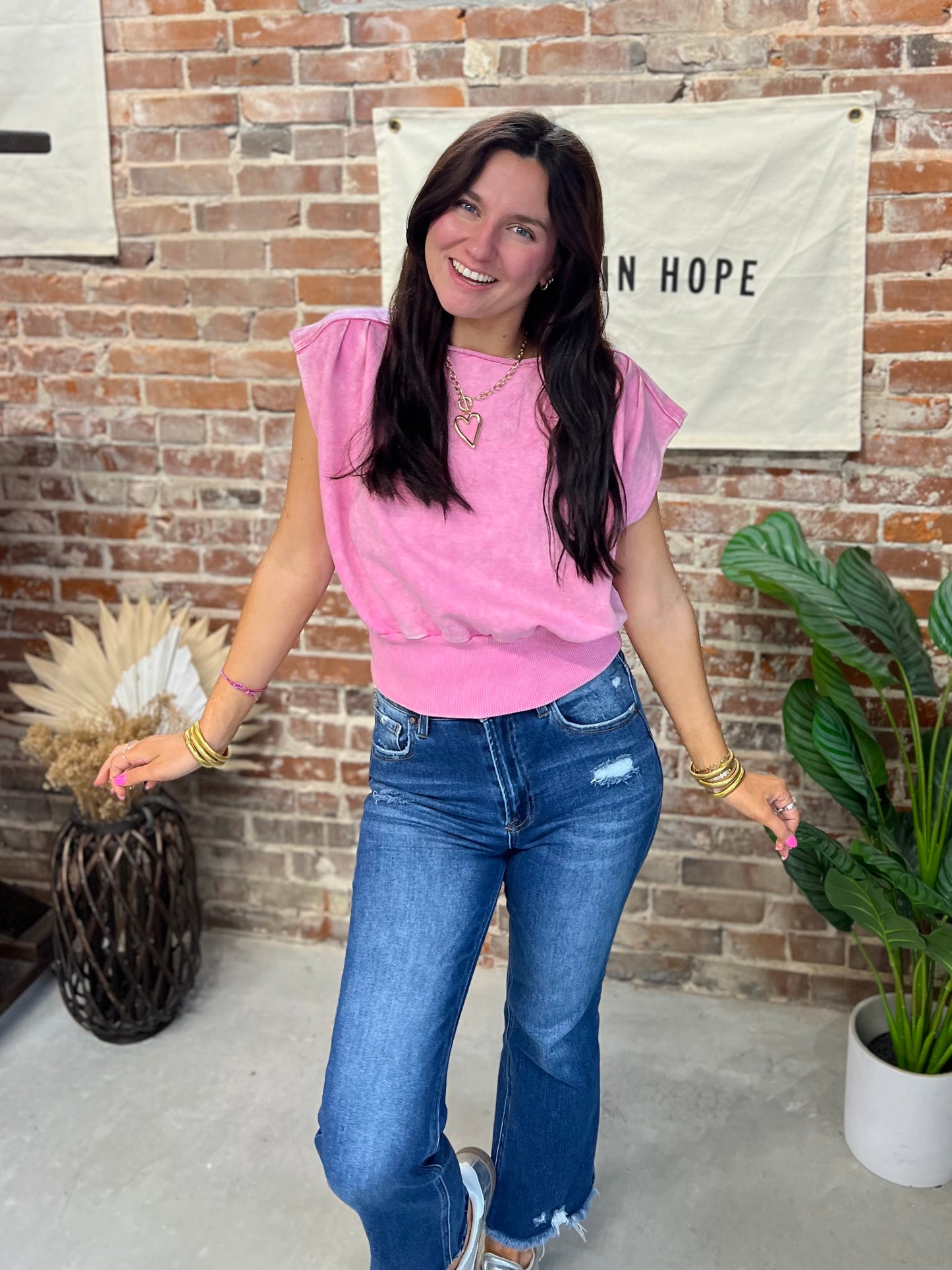 Donna Boat Neck Top - Pink