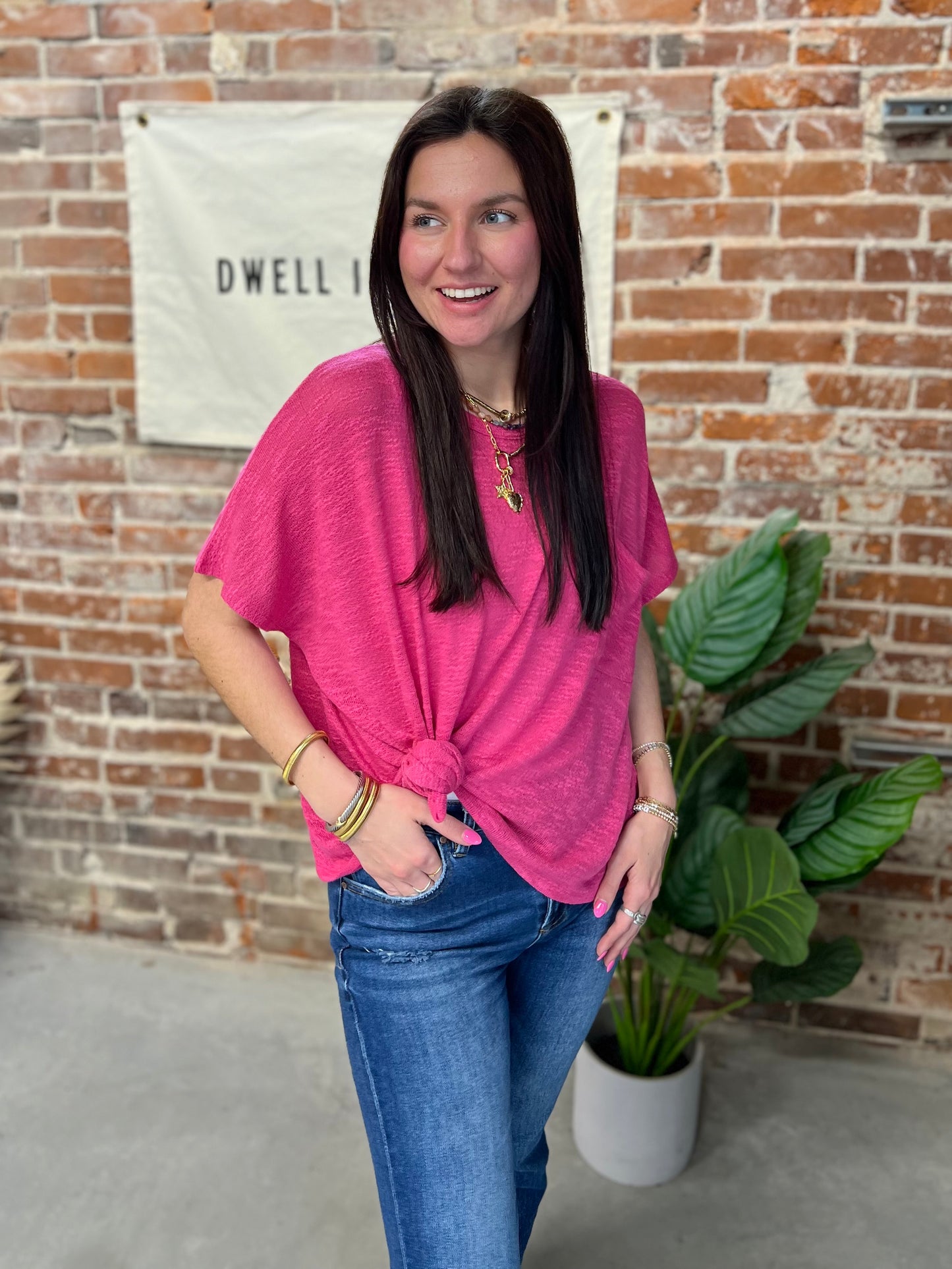 Emily Slouchy Tee - Hot Pink