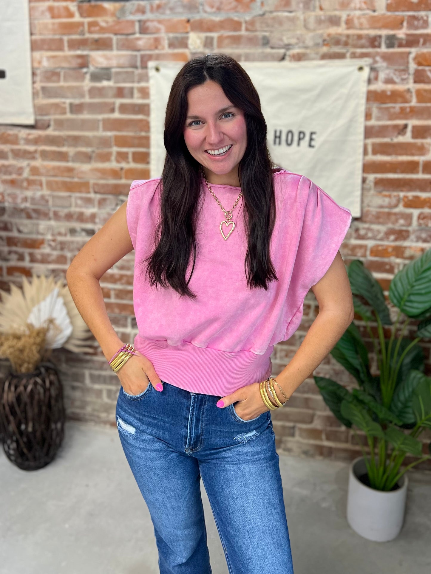 Donna Boat Neck Top - Pink