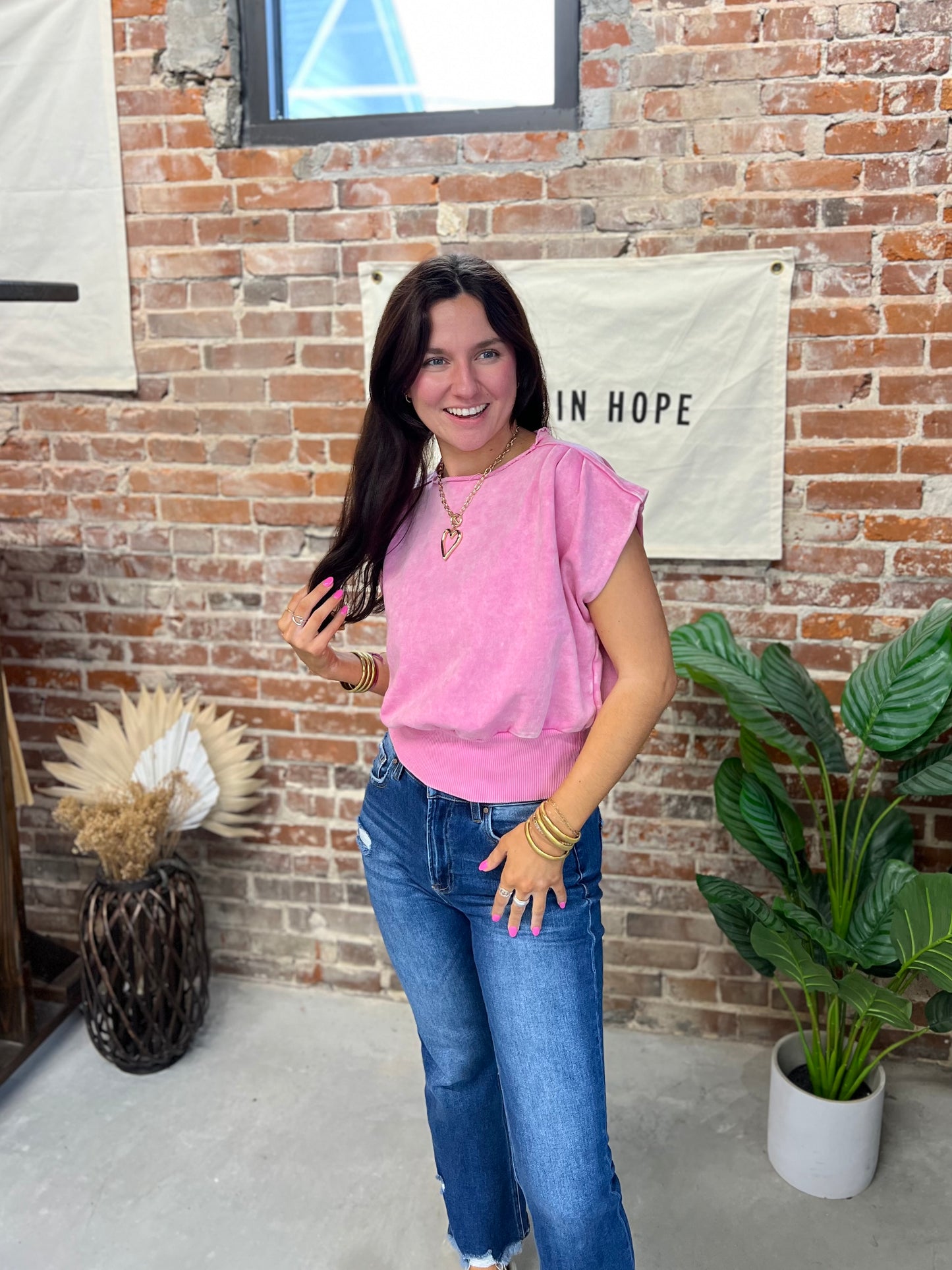 Donna Boat Neck Top - Pink