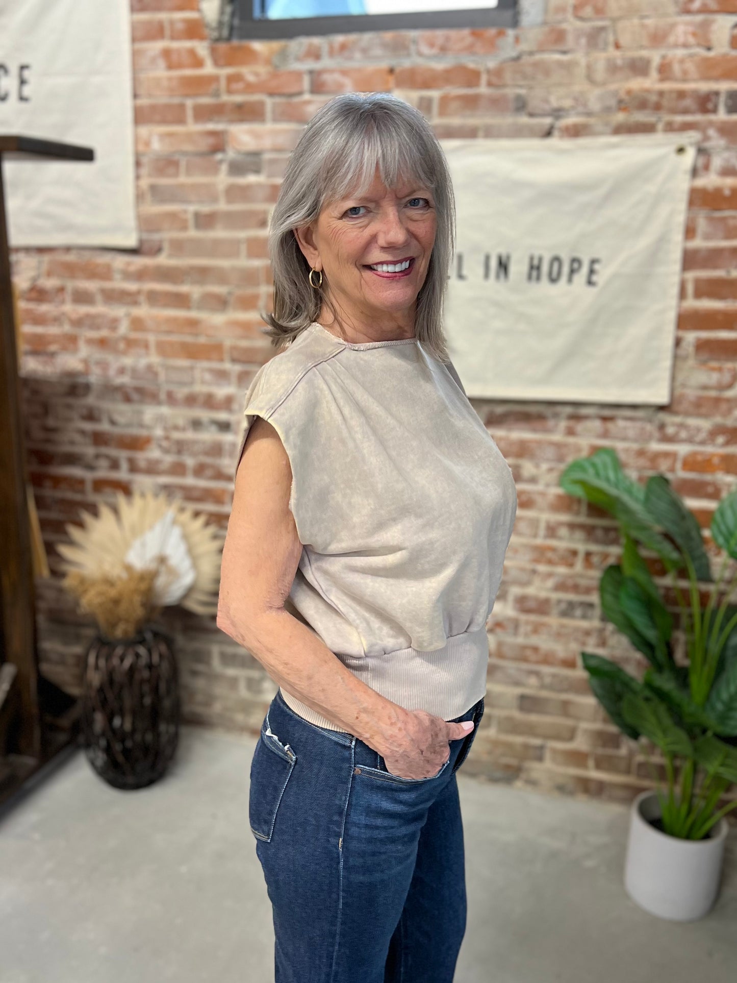 Donna Boat Neck Top - Ash Mocha