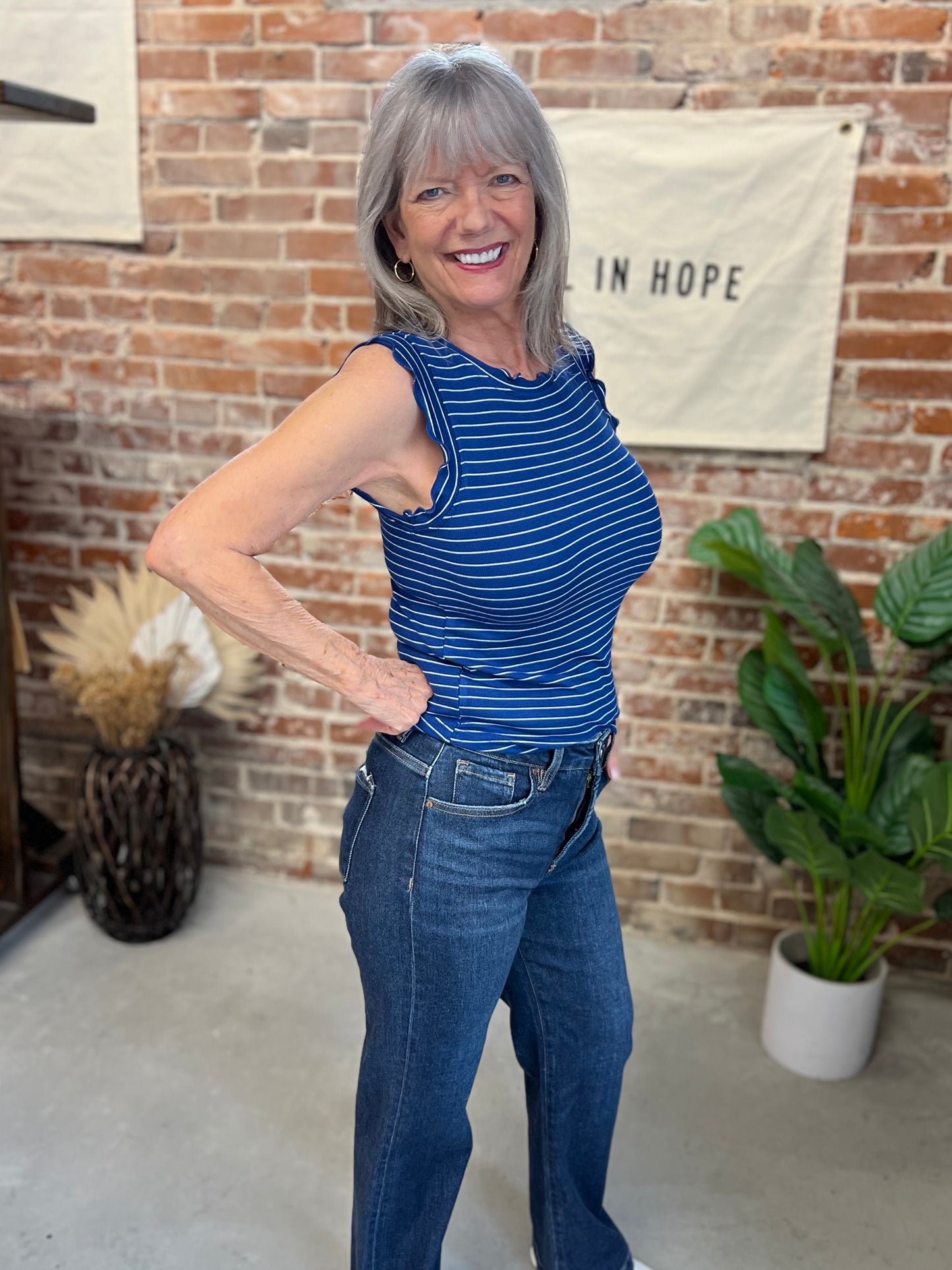 Eleanor Striped Tank - Navy