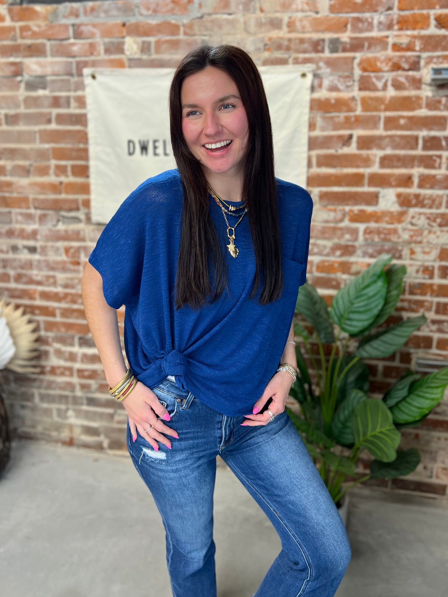Emily Slouchy Tee - Navy