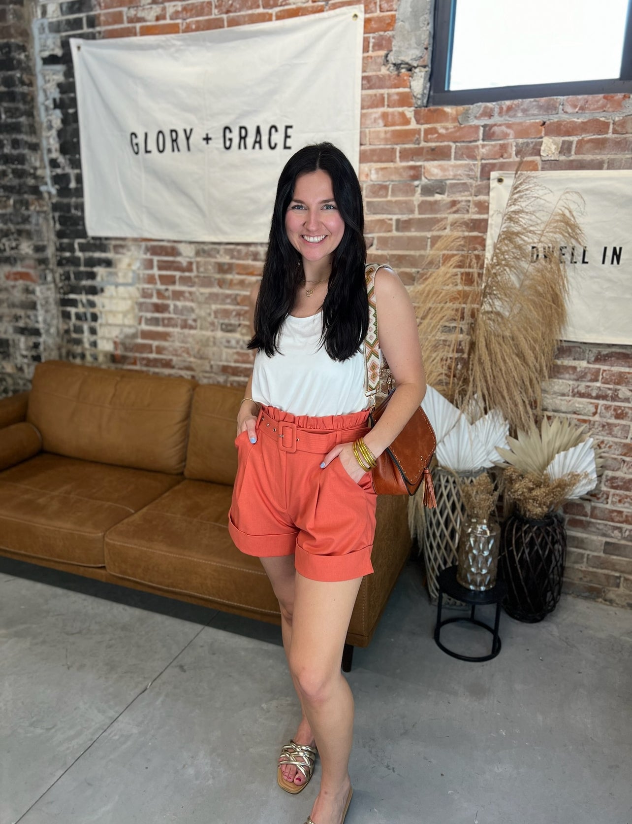 Lisa Linen Shorts - Brick