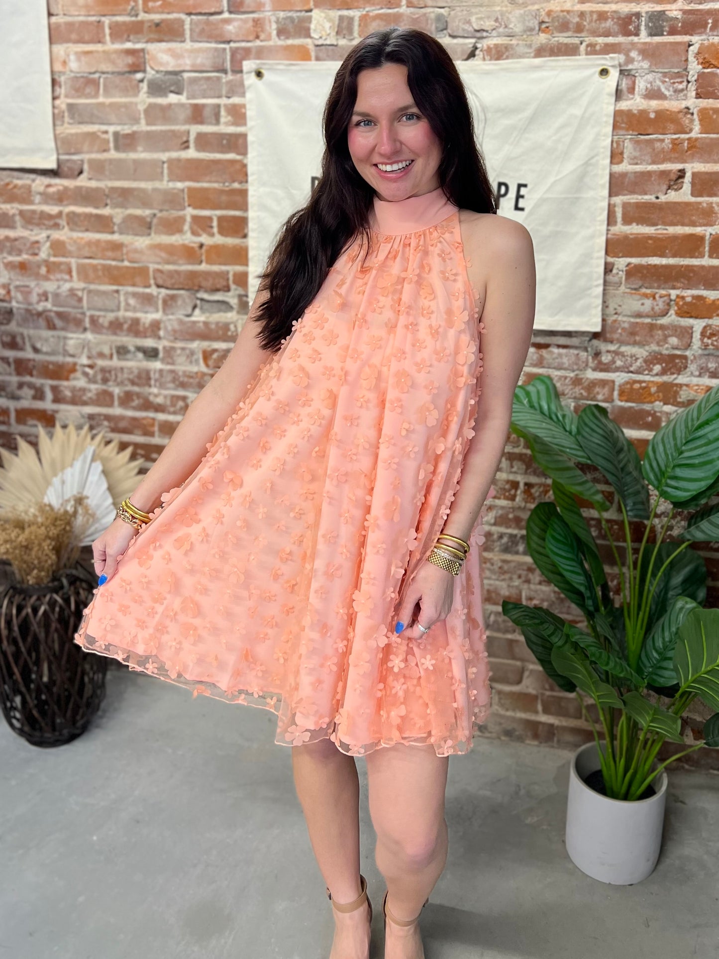 Pixie Sleeveless Mini Dress - Peach