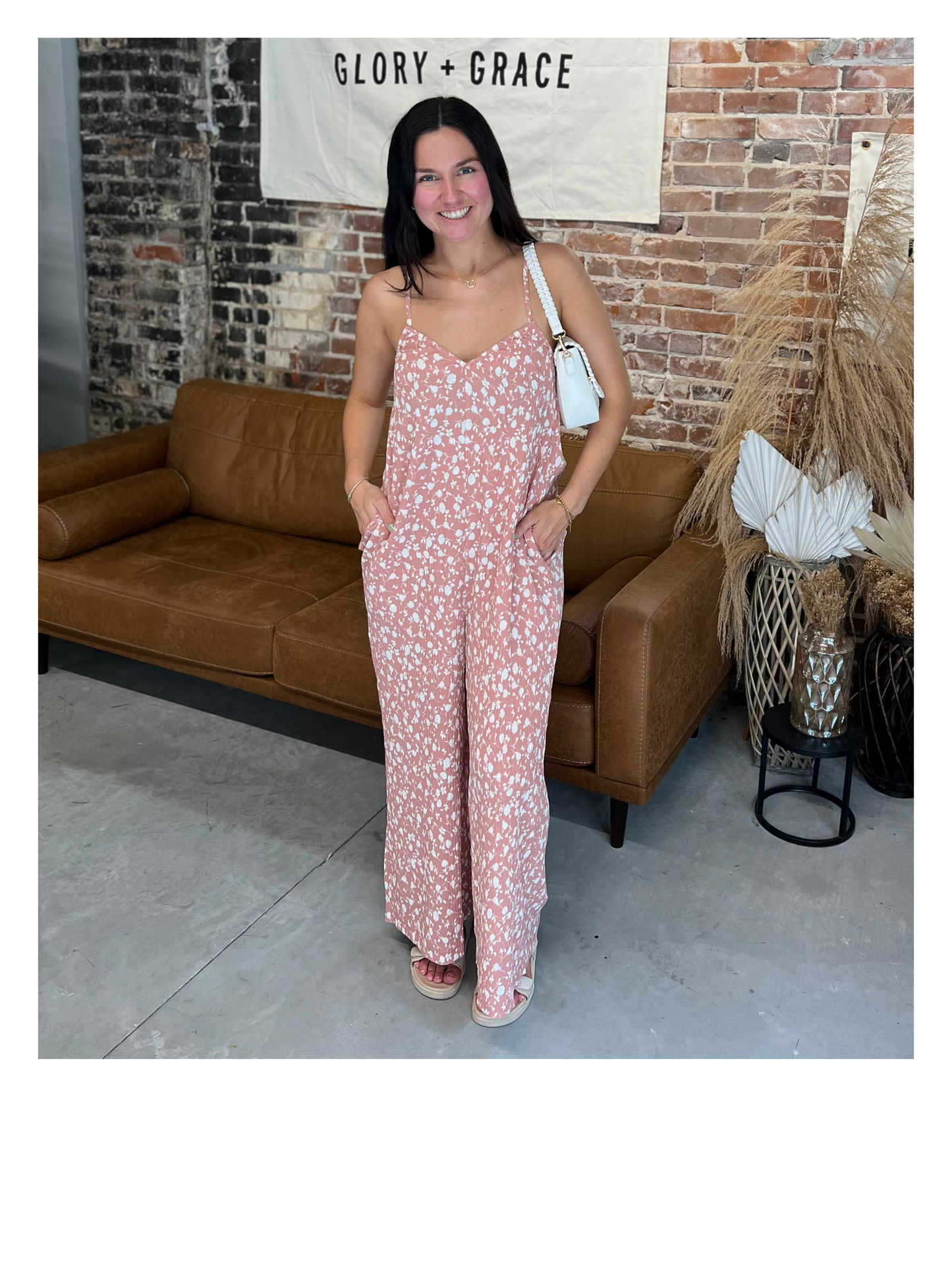 Janey Jumpsuit - Blush Floral Print