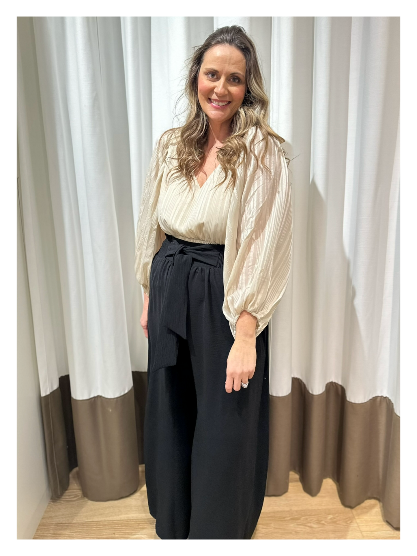 Women's outfit featuring palazzo pants