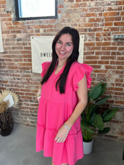 Laura Linen Dress - Pink