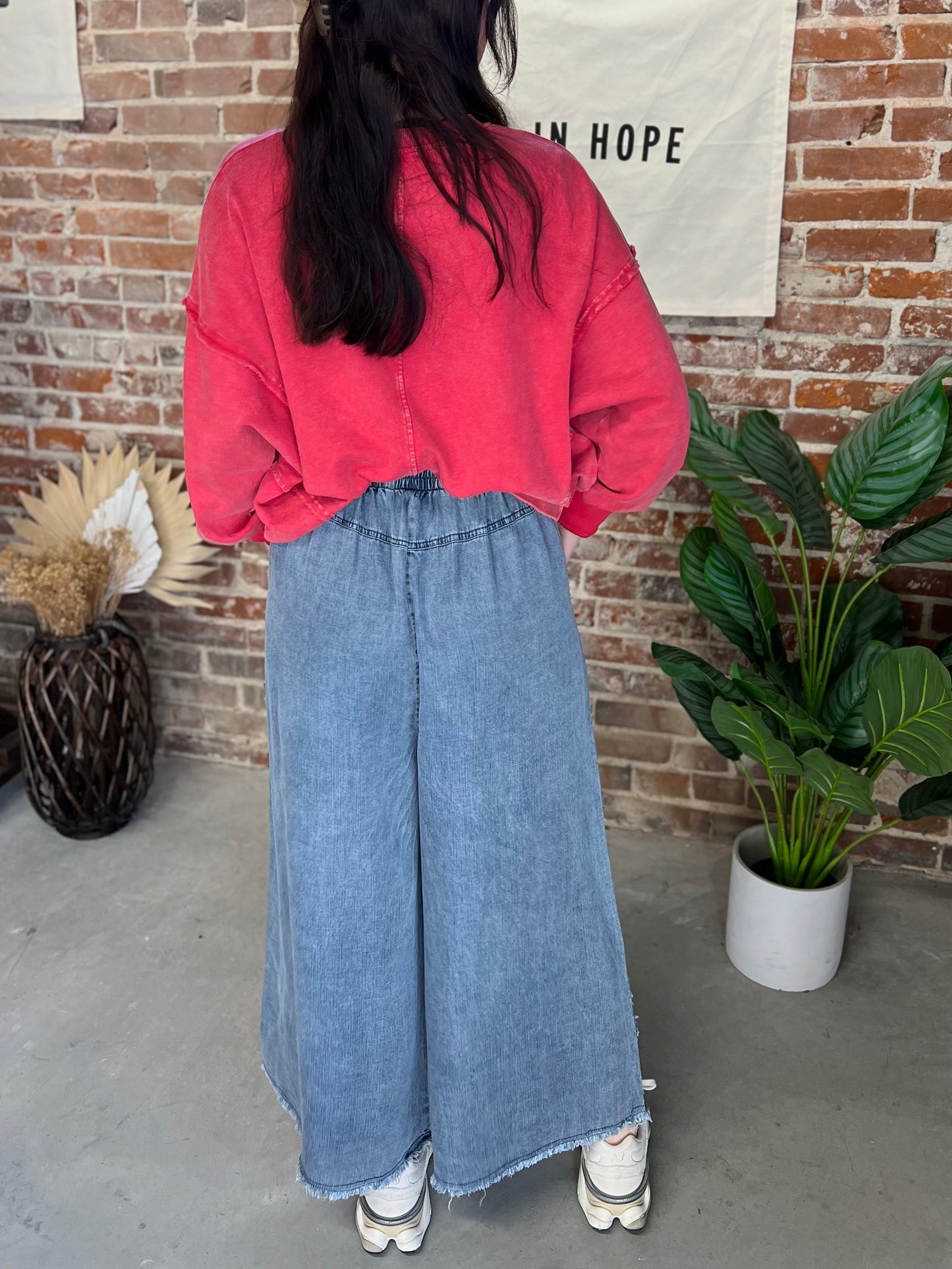 Nova Wide Leg Chambray Pants