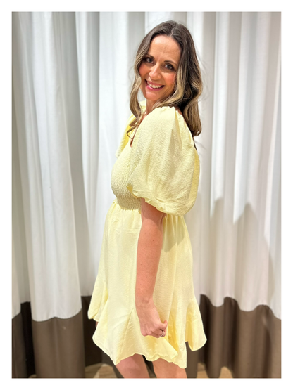Ophelia Puff Sleeve Dress - Yellow