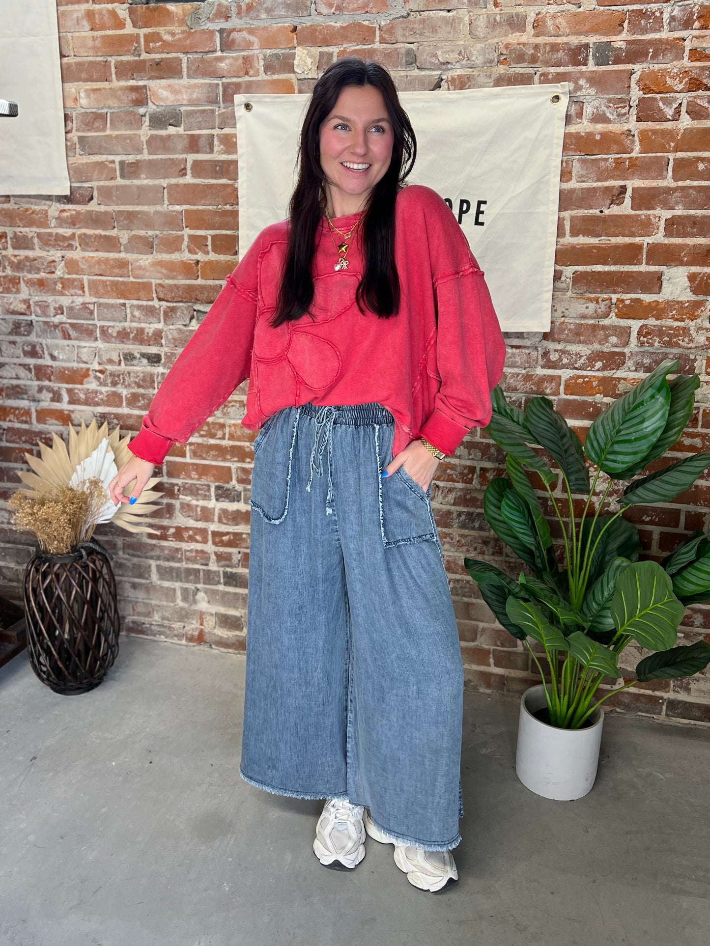 Nova Wide Leg Chambray Pants