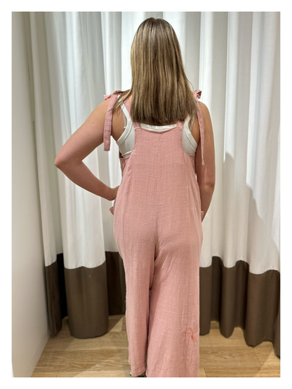 Mila Linen Jumpsuit - Pink