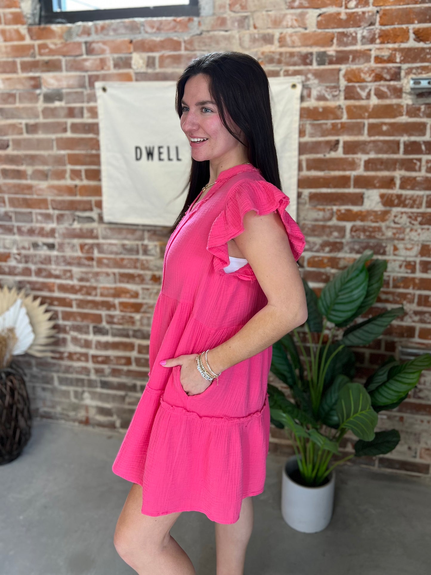 Laura Linen Dress - Pink