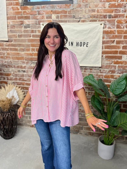 Lumi Button Up Blouse - Pink