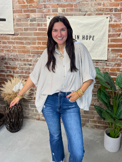 Lumi Button Up Blouse - Taupe