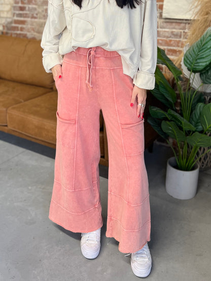 Maisy Mineral Wash Pants - Mauve