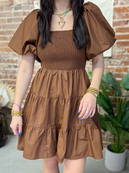 Cora Mini Dress - Brown