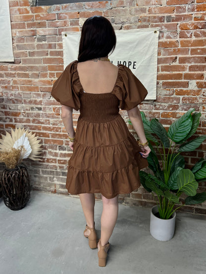 Cora Mini Dress - Brown